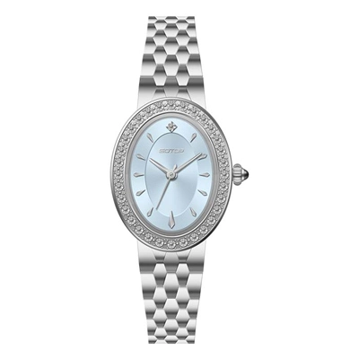 Stainless Steel Lady Diamond Watches Custom Oval shape Sunray Dial Quartz Watches