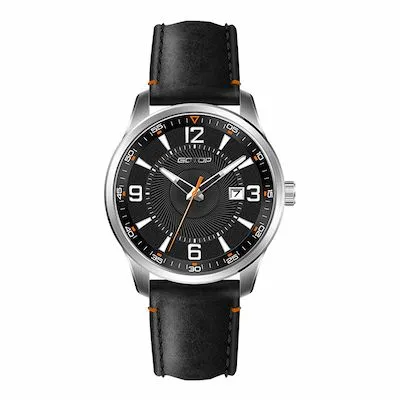 Classic Cool Quartz Steel Watch Factory Custom Textured Leather Strap For Men