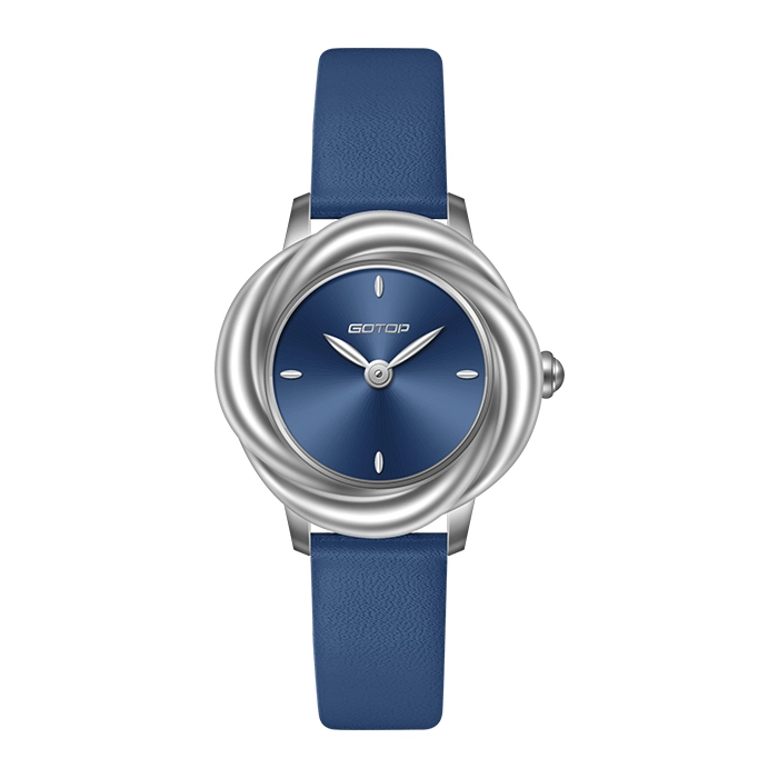 Elegant Rose Case Steel Watch Colorful Exquisite Leather Strap for Women