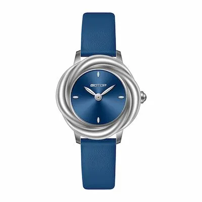 Elegant Rose Case Steel Watch Colorful Exquisite Leather Strap for Women