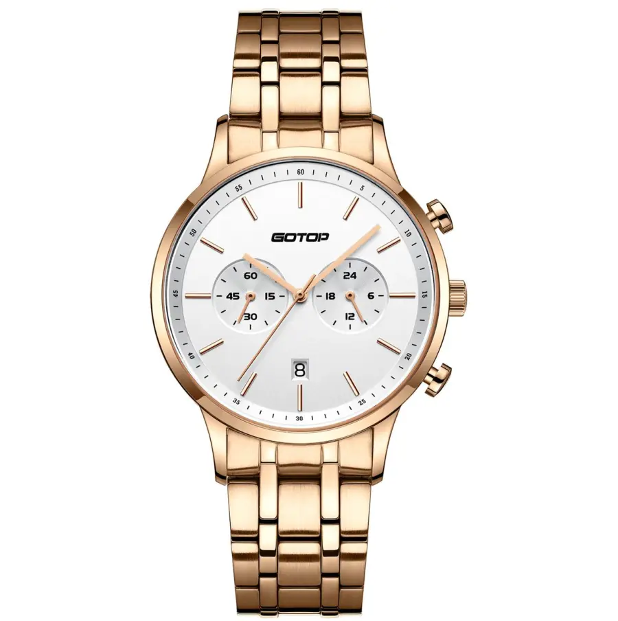 Multifunction Men's Rose Gold Stainless Steel Watch