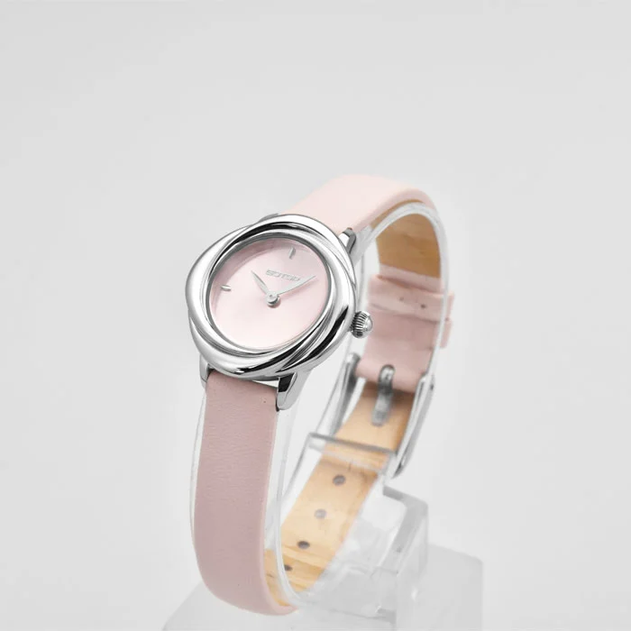 Elegant Rose Case Steel Watch Colorful Exquisite Leather Strap for Women