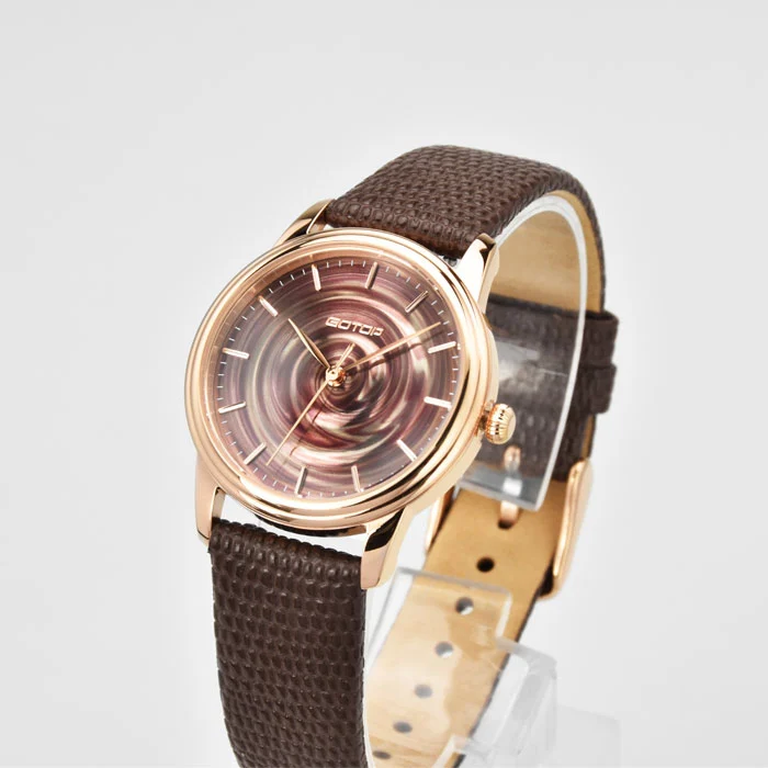 New Gorgeous Water Ripple Steel Watch With Colorful Snakeskin Strap For Ladies