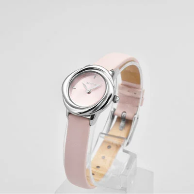 Elegant Rose Case Steel Watch Colorful Exquisite Leather Strap for Women