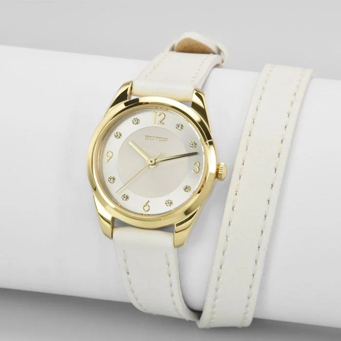 Beautiful Lady 25mm Watches with Double-wrap Leather Strap